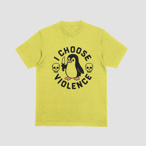 "Funny Construction Worker T-Shirt Design Penguin with Knife"