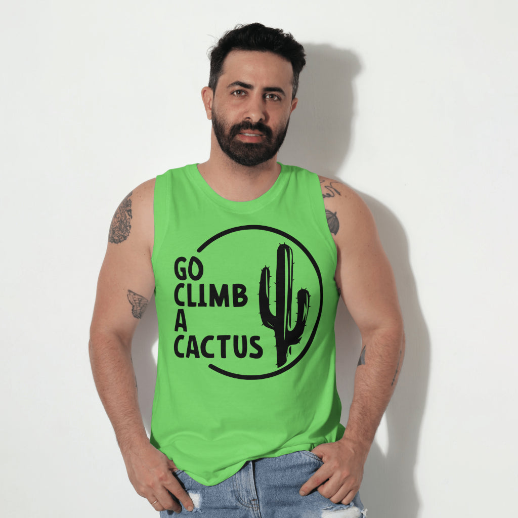 "Cactus Illustration with 'Go Climb a Cactus' Text"