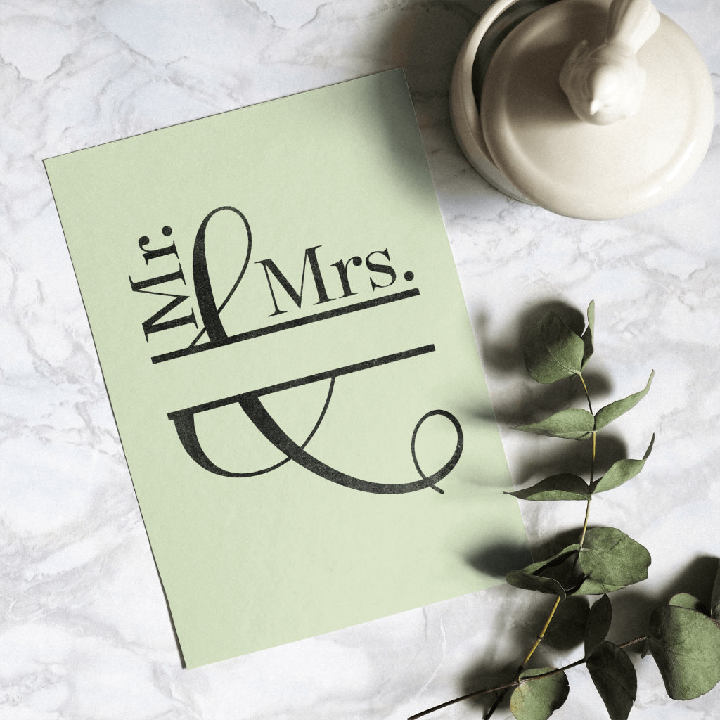 Customizable Mr & Mrs wedding sign template with space for last name
