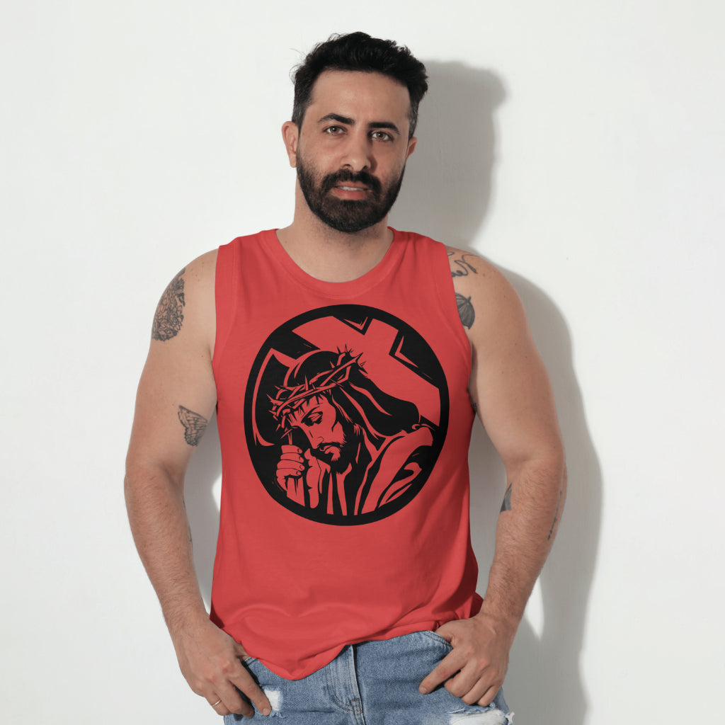 "Stylized Illustration of Jesus in Deep Contemplation"