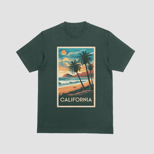 "California Typography in Vibrant Beach Setting Illustration"