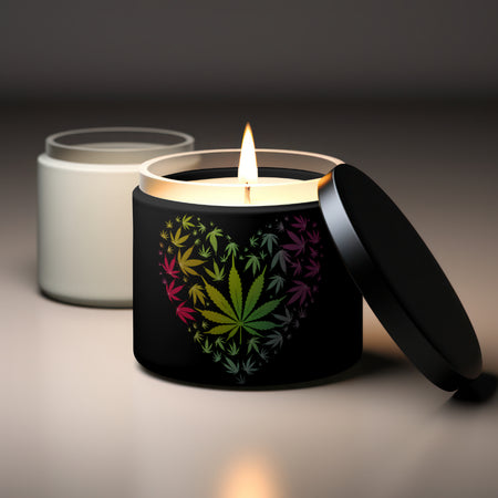 "Gradient Cannabis Leaf Heart Design for Digital Art"