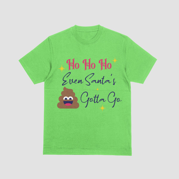 Humorous Christmas design with Santa and poop illustration
