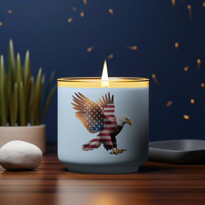 Patriotic eagle flying with American flag wings illustration