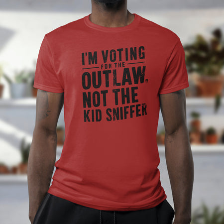 "Distressed Font 'I'm Voting for the Outlaw' Political Design"