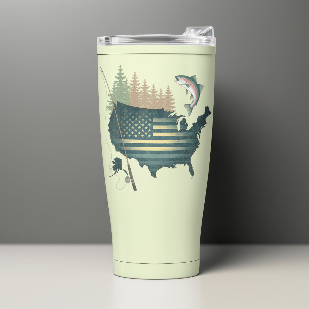 American flag fishing design for T-shirts, stickers, and tumblers
