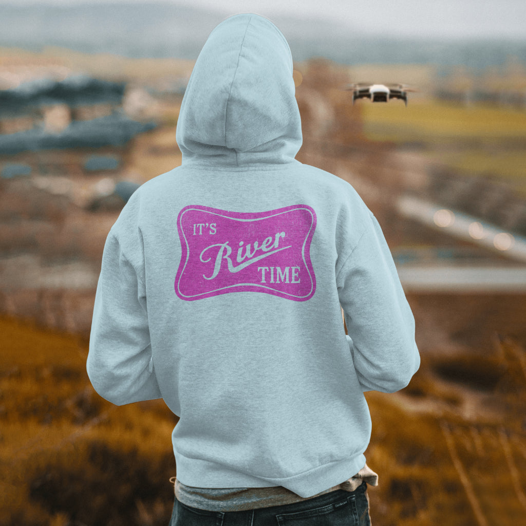 Pink and white Miller logo PNG-inspired river sticker design