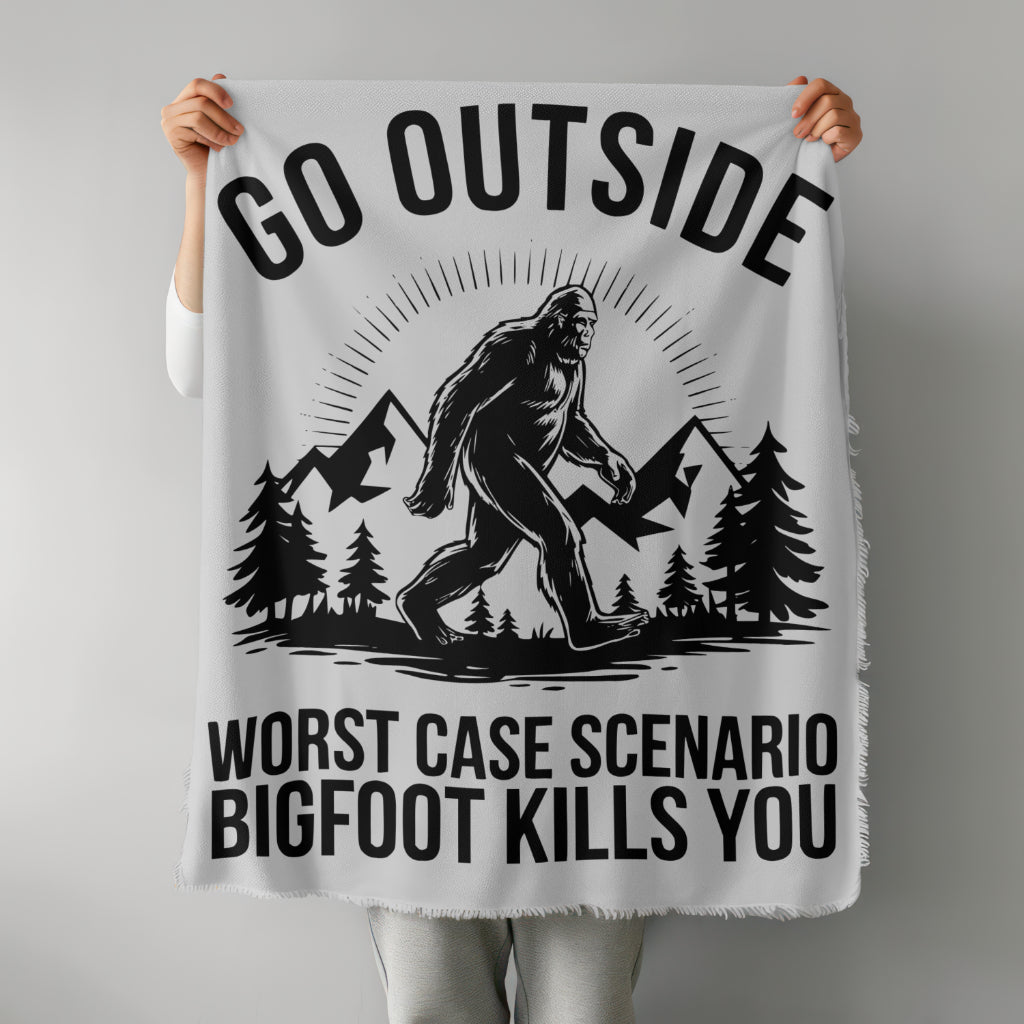 Bigfoot SVG with "Go Outside, Worst Case Scenario Bigfoot Kills You" text
