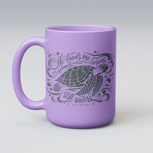 "Stylized Sea Turtle with Psalms 23 Verse Artwork"