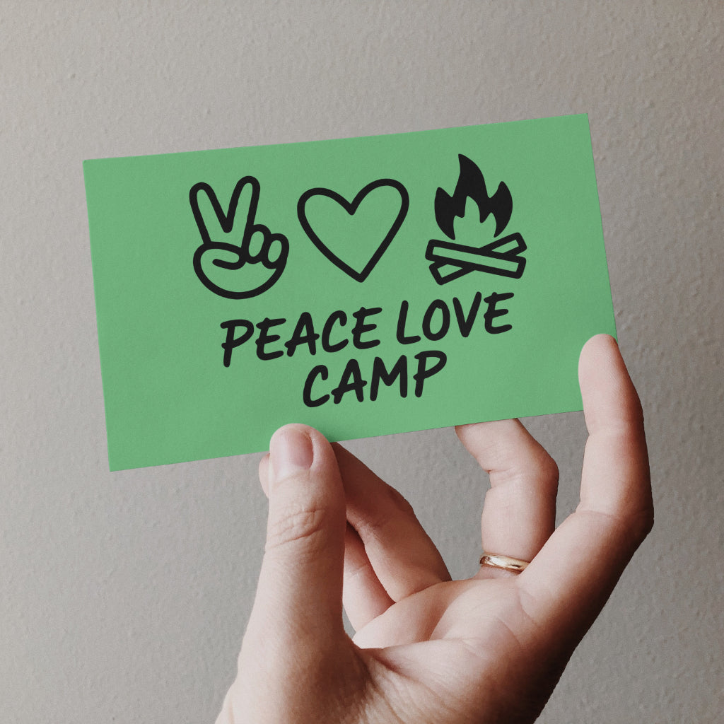 Minimalist outline Peace Love Camp vector design
