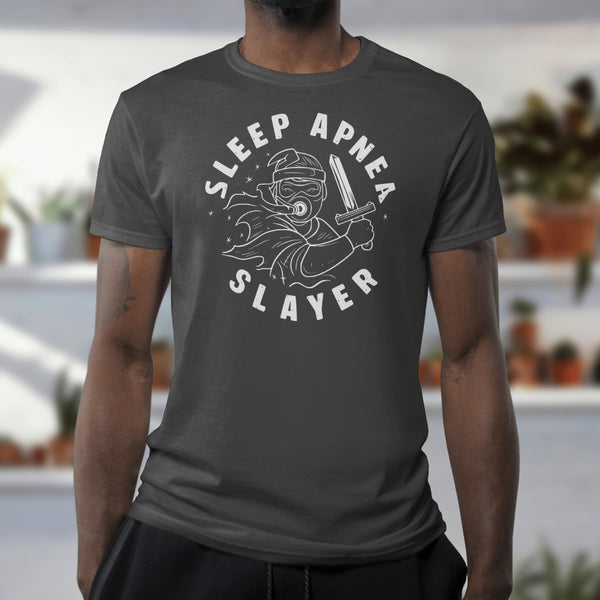 Awareness illustration for sleep apnea warriors in white, with CPAP mask