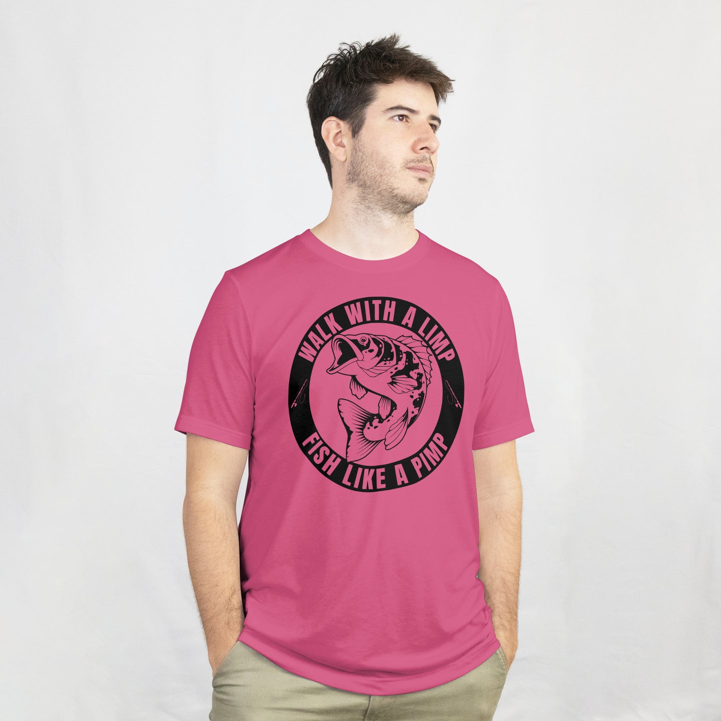 walk with a limp fishing svg with rod and reel