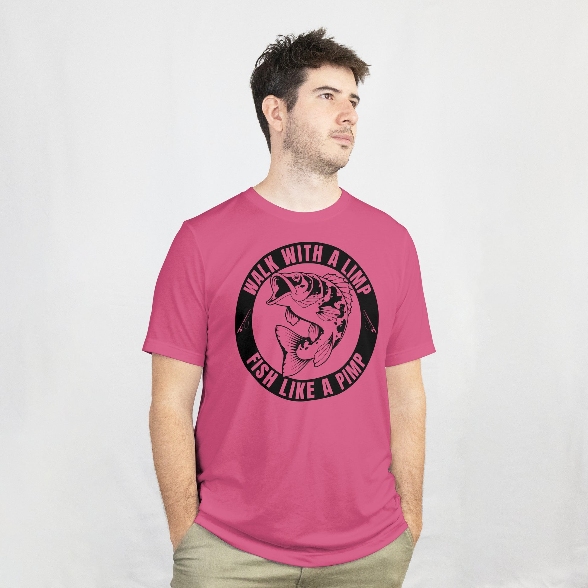 walk with a limp fishing svg with rod and reel