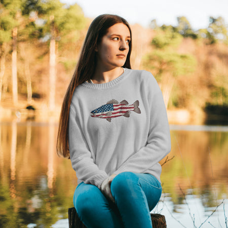 Patriotic catfish design with American flag
