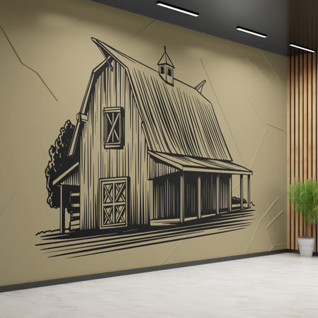 All-Black Rustic Barn Graphic PNG