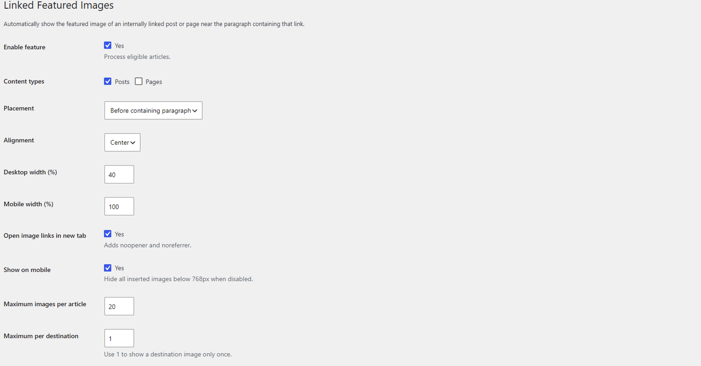 Automatic internal link image plugin for WordPress