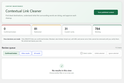 Broken Link Cleanup Pro WordPress plugin dashboard