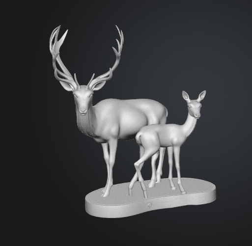 Whitetail Buck and Doe Statue: STL GLB