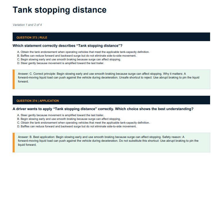 CDL permit practice questions