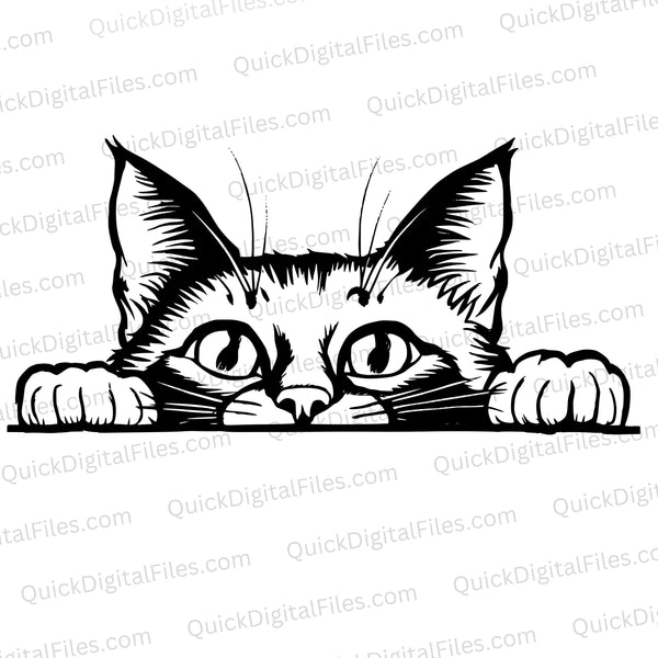 Cat Peeking SVG Illustration