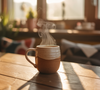 Coffee Steam Rising from Mug – 6s Cozy Morning Stock Video