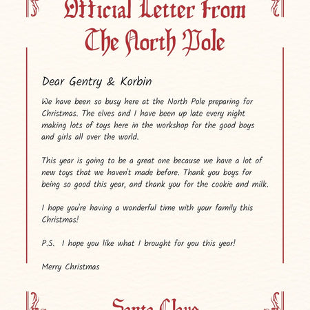 Personalized Santa Claus letter template for a magical Christmas experience.