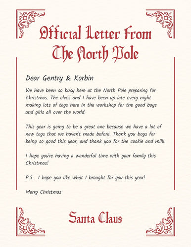 North Pole Official Letter: Personalized Santa Claus Template