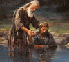 John the Baptist and Jesus in water painted style image