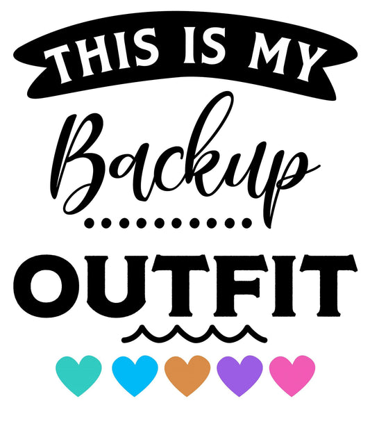 Backup outfit baby graphic with colorful hearts for DIY projects