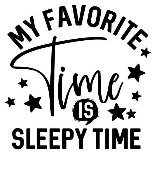 "Sleepy Time Favorite" cozy night graphic design.