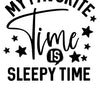 "Sleepy Time Favorite" cozy night graphic design.