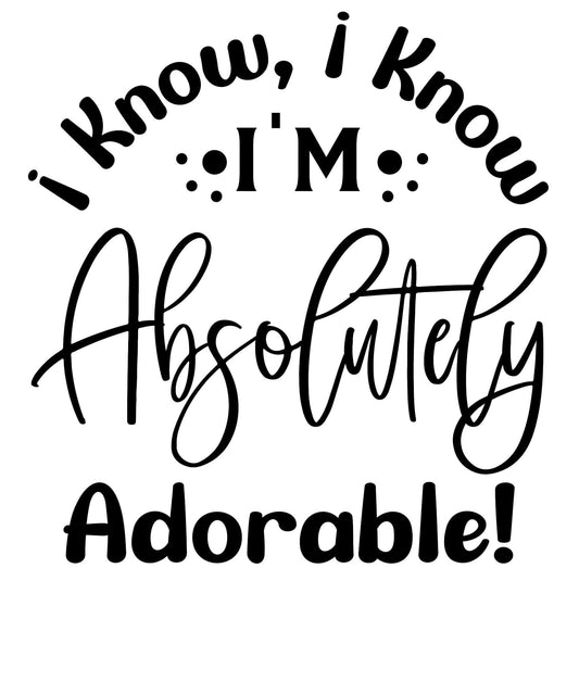 Cute "I Know I'm Adorable" Baby DIY Project Graphic