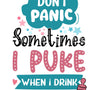 "Humorous baby graphic with puking quote and bottle illustration"