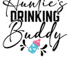 Auntie's Drinking Buddy baby onesie design with bottle graphic