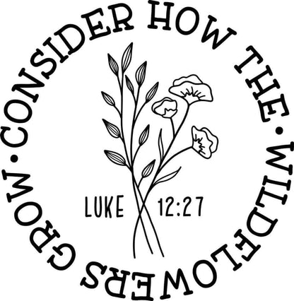 Consider How the Wildflowers Grow Luke 12:27 inspirational clipart