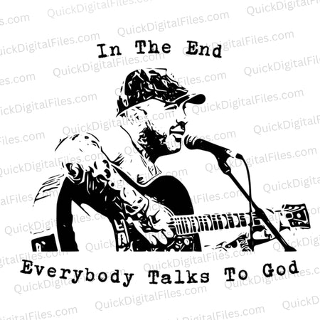 "In the end, everybody talks to God" text around Aaron Lewis silhouette art
