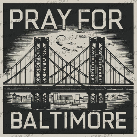 Black and white 'Pray for Baltimore' image for social media awareness and support