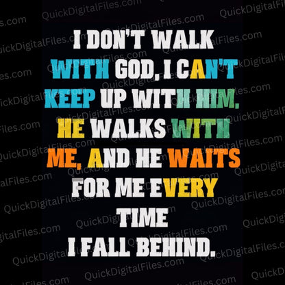 "Colorful inspirational quote graphic against black background for faith encouragement."