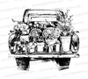 Vintage truck with flower pots SVG graphic for rustic crafting projects