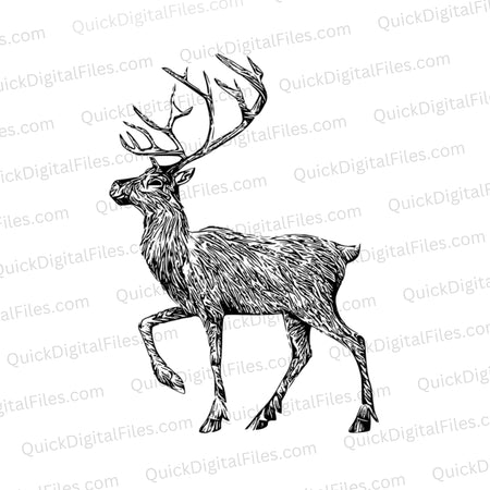 Detailed reindeer SVG for laser engraving and wood carving