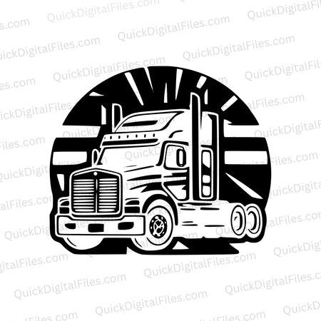 Powerful semi truck silhouette vector for logo design