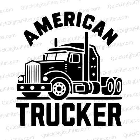 American Trucker SVG graphic with semi-truck silhouette