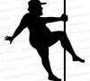 "Chunky man dancing on stripper pole silhouette" SVG graphic.