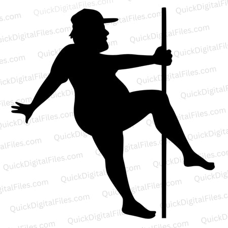 "Chunky man dancing on stripper pole silhouette" SVG graphic.