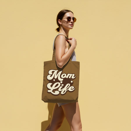 Mom Life shirt design with warm earthy tones