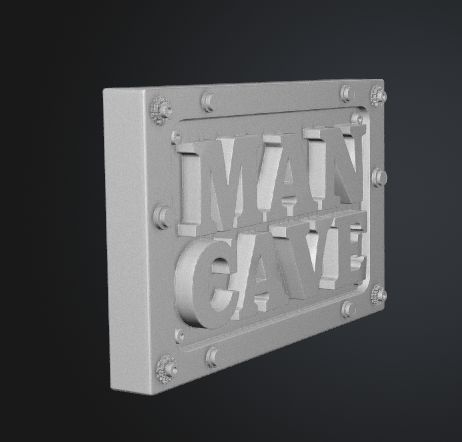 Man Cave sign STL 3D model front view