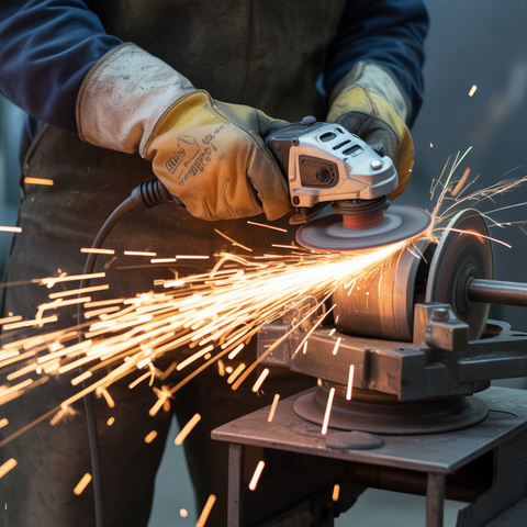 Metal Grinder Cutting Steel Sparks – 6s Industrial Action Stock Video