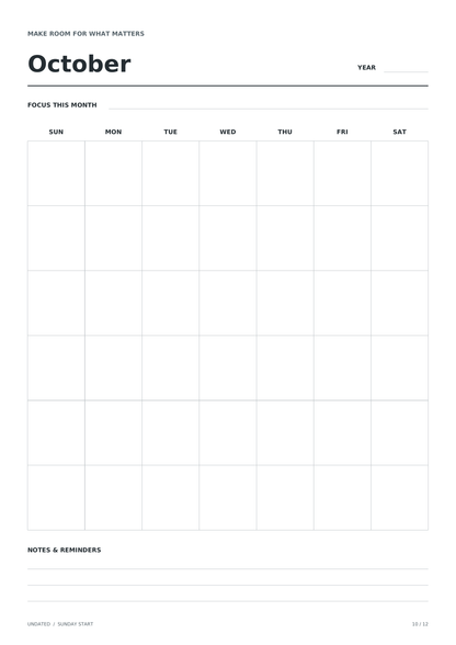 Monthly and yearly calendar printable pack preview