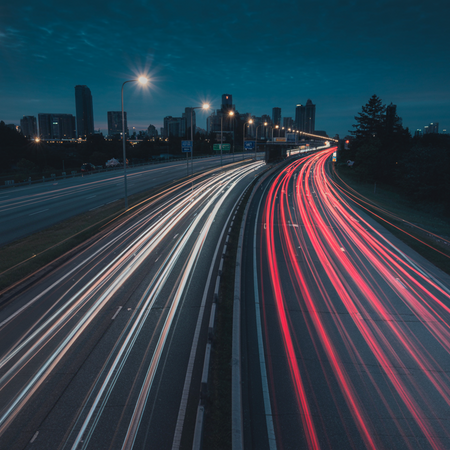 Night Traffic Light Trails Time-Lapse – 6s Cinematic Stock Video