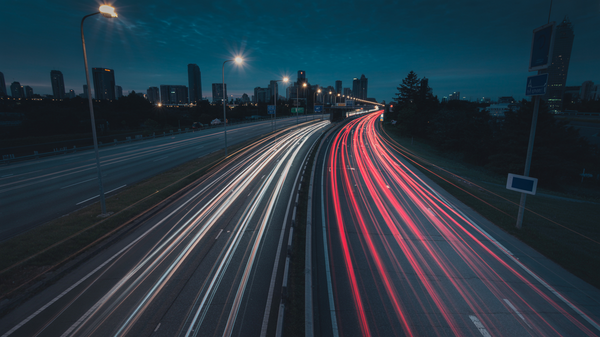 Night Traffic Light Trails Time-Lapse – 6s Cinematic Stock Video